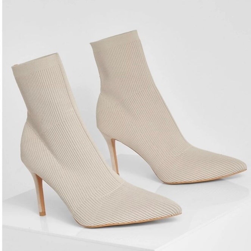 Boohoo knitted sock heeled booties